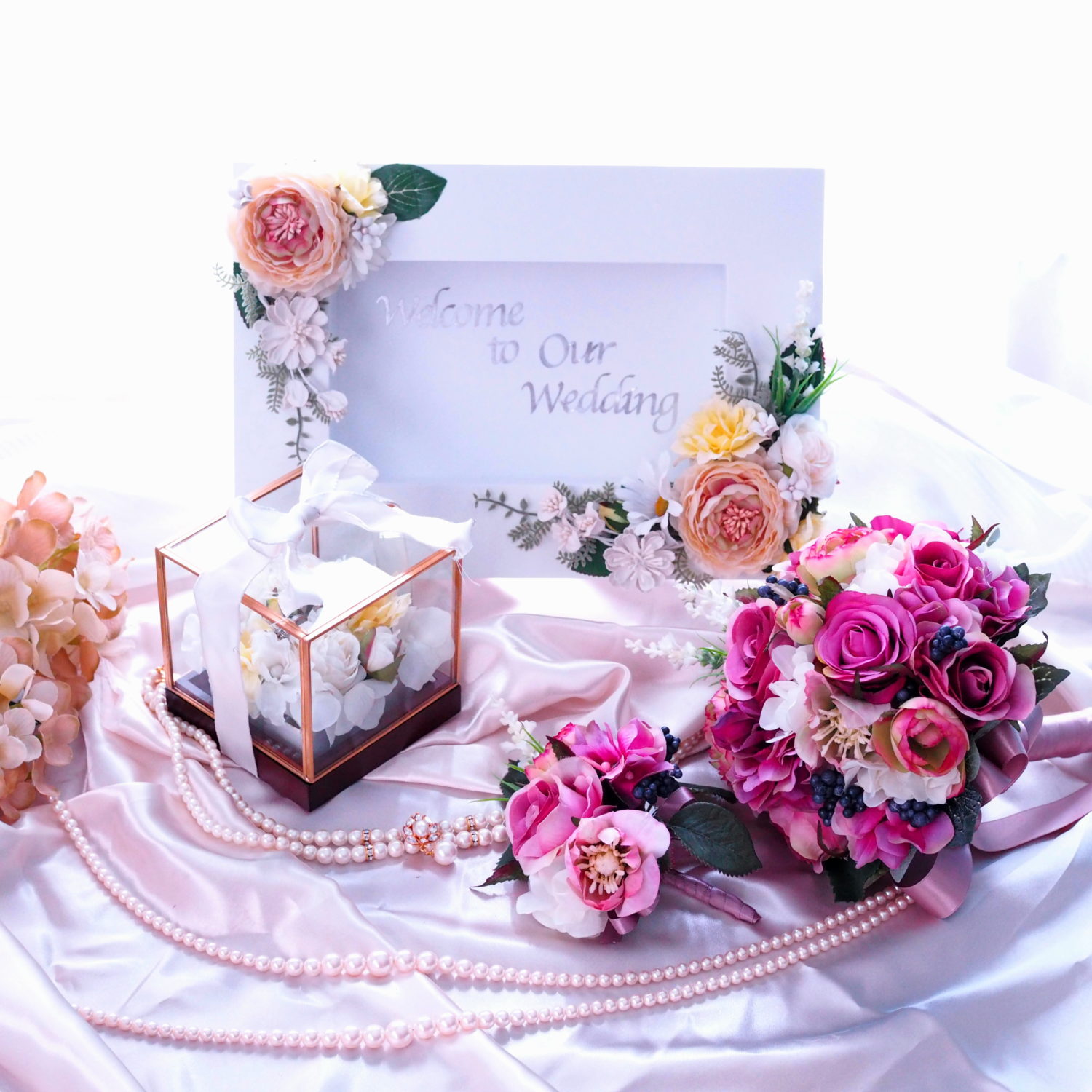 プリーズゼロワン教室 アーティフィシャルフラワーアレンジメント ウェディングアイテムの作り方